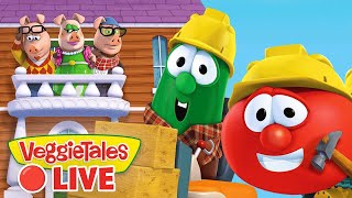 247 LIVE 🔴 VeggieTales 🐷 The 3 Little Piggies 🐷 Its Good To Have a Plan [upl. by Assenat]