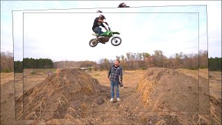 Massive pit bike jumps in the woods [upl. by Annitsirhc]