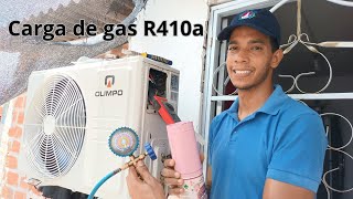 ¿Cómo cargar el gas refrigerante mezcla R410a a un aire acondicionado Split [upl. by Odille]