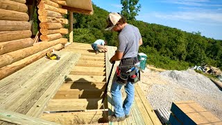 Ozark Mountains Missouri Meadowlark Log Home BUILDING PORCH DECK FLOOR EPISODE 5 [upl. by Eugnimod]