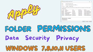 How to Apply Files amp Folder Permissions on Windows 10 Users  Setup Access Permissions on Folders [upl. by Mosera]