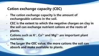 E122 State what is meant by the term cationexchange capacity CEC and outline its importance [upl. by Lraep]