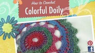 Crochet Colorful Doily  EASY  The Crochet Crowd [upl. by Assenov]