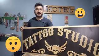 COMO HACER LETRERO DE MADERA ACABADO POLIURETANO TATTOO STUDIO 👌 [upl. by Gardia]