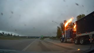 Semi Fire  I75NB FtShawnee Ohio WBreezeRd Exit Ramp 25SEP2024 ANONenterprises [upl. by Oona321]