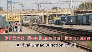 12875 Neelanchal Express Arrival Unnao Junction PlatForm 04trains rail [upl. by Annoet]