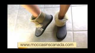 Moccasin Sheepskin Slippers Womens Bootie Slippers [upl. by Dinse]