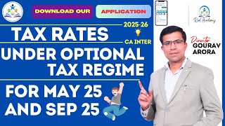 Tax Rates under Optional Tax Regime for AY 202526  CA Inter Taxation  Rebate us 87A  tax [upl. by Kore]