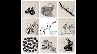 Gourdgeous Zentangle® Pattern drawn by Kelly Barone CZT [upl. by Lerrehs105]