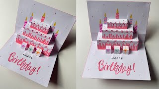 DIY PopUp Birthday Card  Birthday Greeting Card  Easy Cake Card [upl. by Packton216]