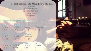 How To Play quotSHE MOVED THRU THE FAIRquot by Bert Jansch  Acoustic Tutorial on a CG Winner W770 [upl. by Jak]