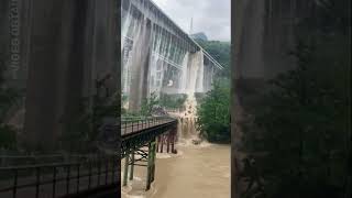 Bridge overflows with water after heavy rainfall in China [upl. by Mastat]