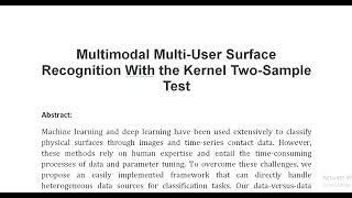 Multimodal Multi User Surface Recognition With the Kernel Two Sample Test [upl. by Suzanna]