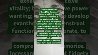 Zincum metallicum homoeopathic medicine mataria medica youtubeshorts materiamedica aiapget [upl. by Nadya]