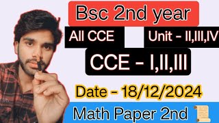 Bsc 2nd year  Math Paper 2nd 📜  All CCE  IIIIII 👉 Unit  IIIII amp IV  Important Questionscce [upl. by Aidnac172]