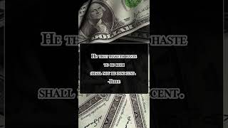 Motivational Quote On Haste To Be Rich Is Not Innocent  Bible moneymindset inspirationalquotes [upl. by Einaled]