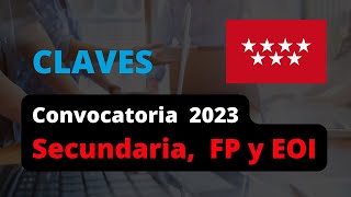 Convocatoria oposiciones Secundaria y FP Madrid 2023 [upl. by Browne]