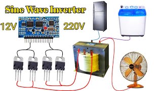 Inverter 12V to 220V pure sine wave Egs002 IRF3205Lm358s8050relaydc to ac inverter PCBWay [upl. by Ajim]