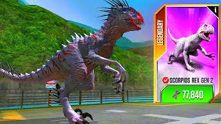 NEW HYBRID SCORPIOS REX GEN 2 X3 MAX LEVEL 40  JURASSIC WORLD THE GAME [upl. by Spitzer]