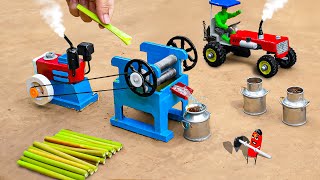 Diy tractor making mini sugarcane machine science project  New technology agricultural machine [upl. by Eeneg]