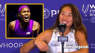 Zheng Qinwen quotI NEVER beat Coco Gauff before soquot [upl. by Acnayb]