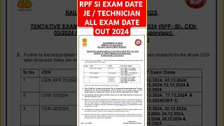 RAILWAY EXAM DATE बड़ी ख़ुशख़बरी  RAILWAY EXAM DATE 2024  ALPRPFTECHNICIAN EXAM DATERPF SI EXAM [upl. by Nangatrad]