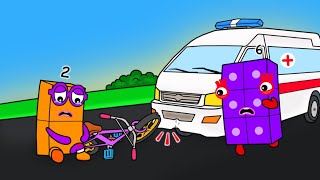 Bicycle vs ambulance  Numberblocks fanmade coloring story [upl. by Atsillac710]