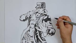 draw JoJos jotaro kujo drawing art funny sketch fun howtodraw draw [upl. by Kassab513]