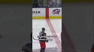 CBJ started the game with 4 skaters amp ran 13 seconds off the clock to honor Johnny Gaudreau 💙❤️🕊️ [upl. by Damara22]