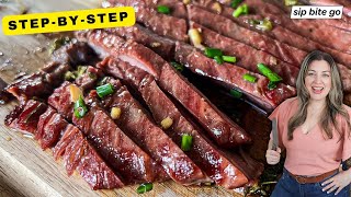 How To Smoke Flank Steak On The Traeger [upl. by Marquita89]