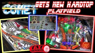 1426 INSTALLING New Playfield HARDTOP in Williams COMET Pinball  A Todds Tips TNT Amusements [upl. by Rekab]