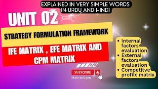 IFE Matrix vs EFE Matrix and CPM Matrix  Strategy Formulation Framework  Input Stage [upl. by Northrop]