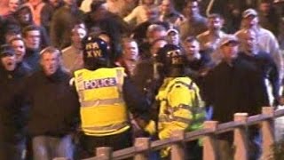 0405 Leeds  Cardiff CCTV Leeds United Service Crew vs police [upl. by Helse]