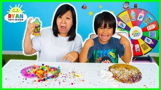 No Bowl No Spoon Slime Challenge Ryan vs Mommy [upl. by Sukramaj]