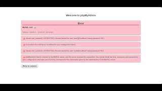 MySQL said Cannot connect invalid settings error XAMPP phymyadmin [upl. by Lorianne]