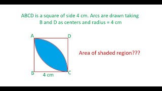 Area of shaded region with a square and 2 quadrants [upl. by Hannon29]