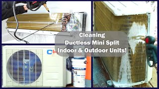 Ductless Mini Split Cleaning Outdoor Coil Indoor Coil Fan Wheel Blower Housing Methods [upl. by Verger460]