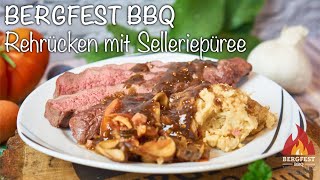 🔥 Rehrücken an Rotweinsauce und einem feinen Selleriepüree vom Grill BERGFESTBBQ 🔥 [upl. by Galanti]