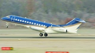 FullHD Amazing Livery Private Bombardier Global Express takeoff at GenevaGVALSGG [upl. by Gorden]