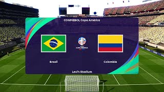 Brazil vs Colombia  2024 Copa América  Group D  Levis Stadium  PES 2021 [upl. by Ethelin222]