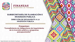 Cumplimiento de Obligaciones de Seguimiento de la Inversión Pública y Programas Presupuestarios [upl. by Cheke]