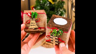 Personalized Christmas Gift Christmas Wooden Candle Holder Noel New Year Happy Holiday Gifts [upl. by Jehias]