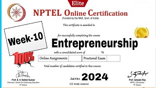 Entrepreneurship Week10 Assignment Answers  NPTEL 2024 [upl. by Ariel]