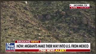 BreakingLine Of Migrants Scaled A Mountain To Cross Illegally Into Jacumba CA [upl. by Assillam106]