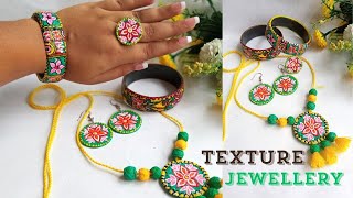 How to make Jewellery Set at HomeJewellery making at home Texture Jewellery [upl. by Kwapong]