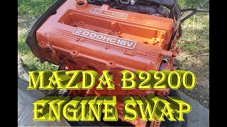 Mazda B2200 Kia Engine Swap Switching around parts [upl. by Melise]