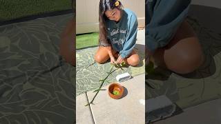 making a tī leaf lei flowers hawaii hawaiivlog [upl. by Aneehsak802]