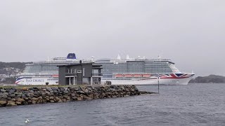 MS Iona from PampO Cruises in Ålesund port NO  departure [upl. by Welby]