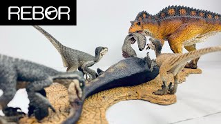 Rebor Acrocanthosaurus Deinonychus Tenontosaurus diorama Review [upl. by Martynne45]