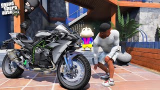 GTA5 Some one Stolen Franklin amp Shinchan Expensive Ninja H2R Bike in gta5 [upl. by Laynad46]